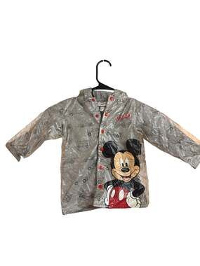 Disney Mickey Mouse Boys Clear Hooded Raincoat with Grey Car Print Lining